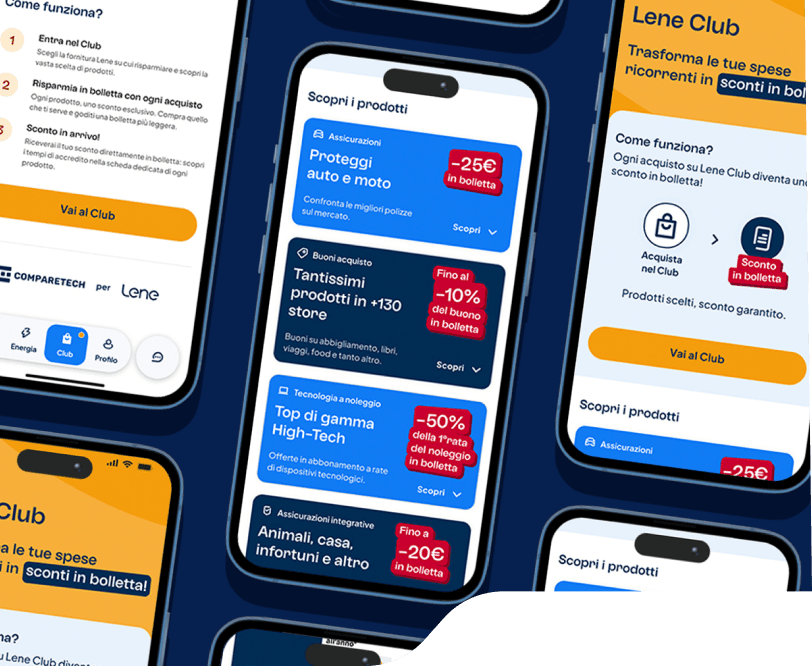 Anteprima dei prodotti dell'app Lene Club