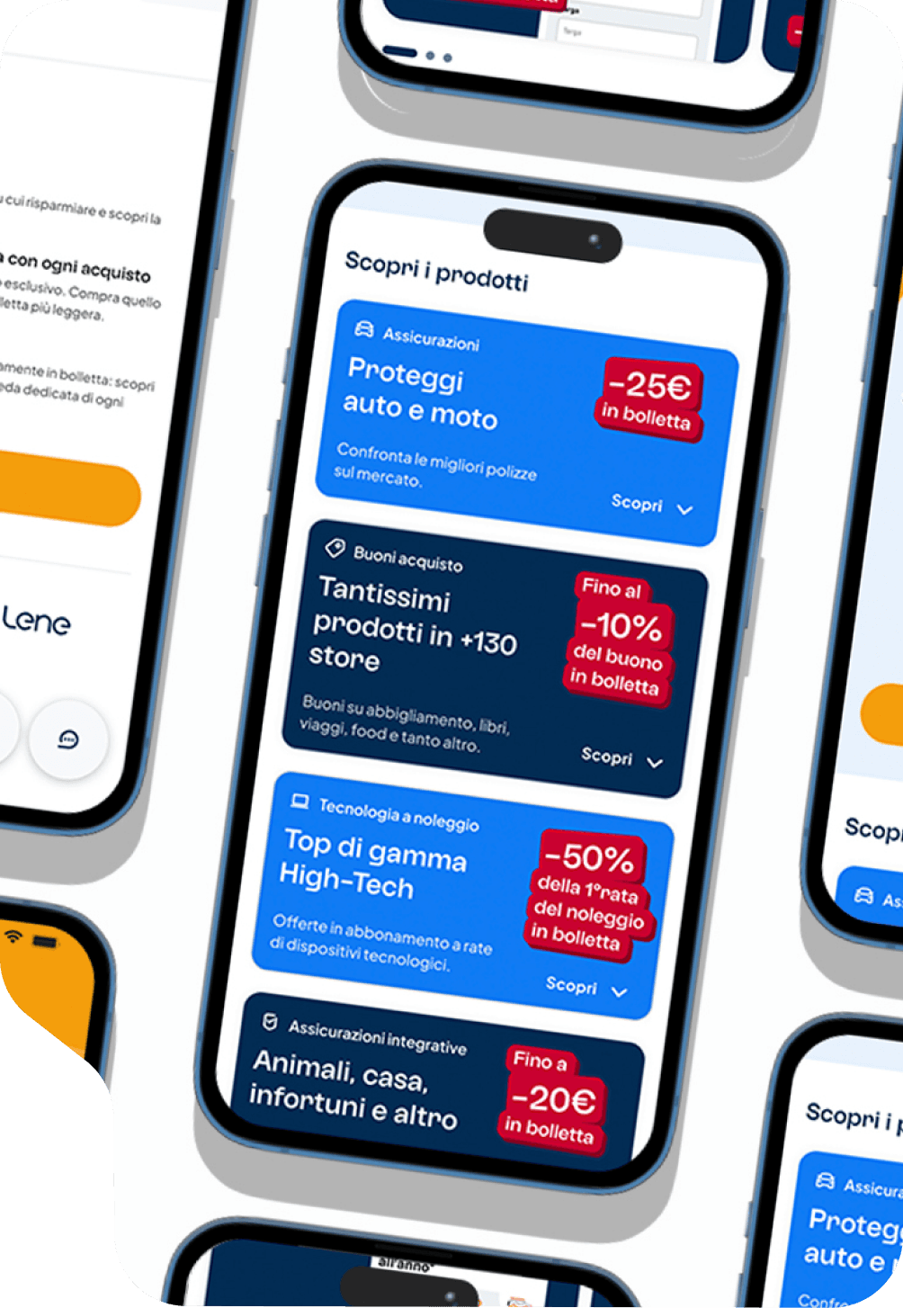 Anteprima dell'app Lene con il catalogo prodotti